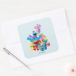 Sesame Street Pals And Presents Square Sticker