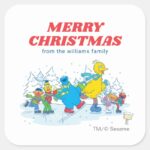 Sesame Street Winter Merry Christmas Square Sticker