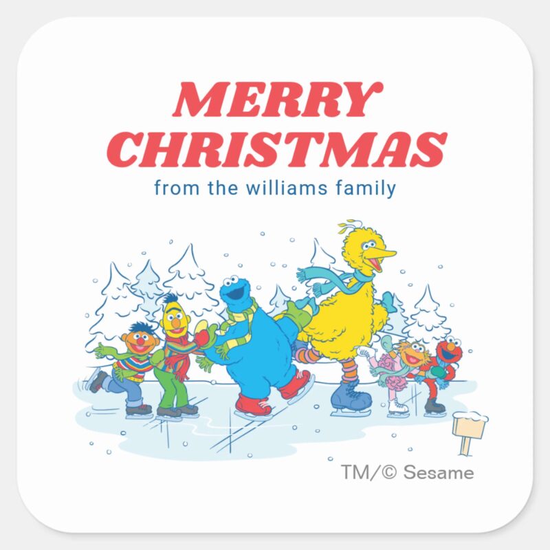 Sesame Street Winter Merry Christmas Square Sticker Sesame Street Winter Merry Christmas Square Sticker