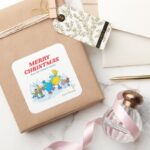 Sesame Street Winter Merry Christmas Square Sticker