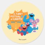 Sesame Street A Furry Festival Of Lights Classic Round Sticker