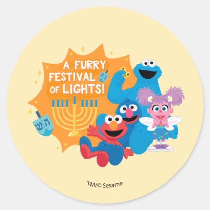 Sesame Street A Furry Festival Of Lights Classic Round Sticker