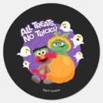 Sesame Street All Tricks No Treats Classic Round Sticker