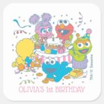 Sesame Street Babys First Birthday Square Sticker