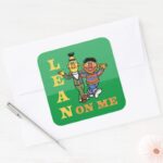 Sesame Street Bert Ernie Lean On Me Square Sticker