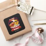 Sesame Street Bert Ernie Themed Birthday Square Sticker