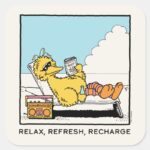 Sesame Street Big Bird Relax Refresh Recharge Square Sticker