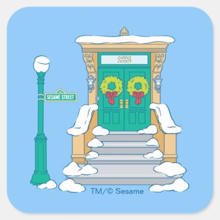 Sesame Street Christmas Doorstep Square Sticker