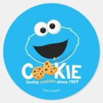 Sesame Street Cookie Monster Loving Cookies Classic Round Sticker