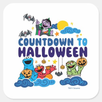 Sesame Street Countdown To Halloween Square Sticker