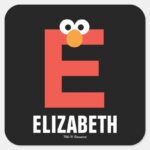 Sesame Street E Is For Elmo Square Sticker