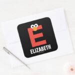 Sesame Street E Is For Elmo Square Sticker