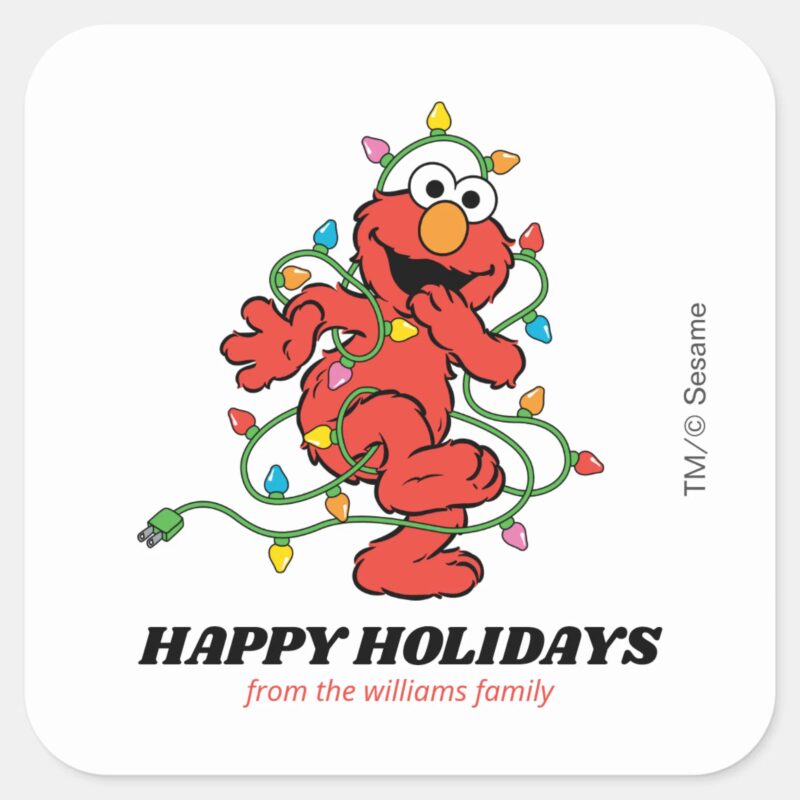 Sesame Street Elmo Christmas Lights Christmas Square Sticker Sesame Street Elmo Christmas Lights Christmas Square Sticker