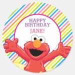 Sesame Street Elmo Girls Birthday Classic Round Sticker