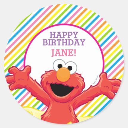 Sesame Street Elmo Girls Birthday Classic Round Sticker