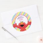 Sesame Street Elmo Girls Birthday Classic Round Sticker