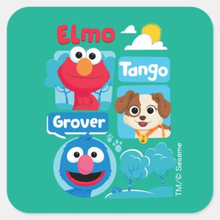 Sesame Street Elmo Tango Grover Park Graphic Square Sticker