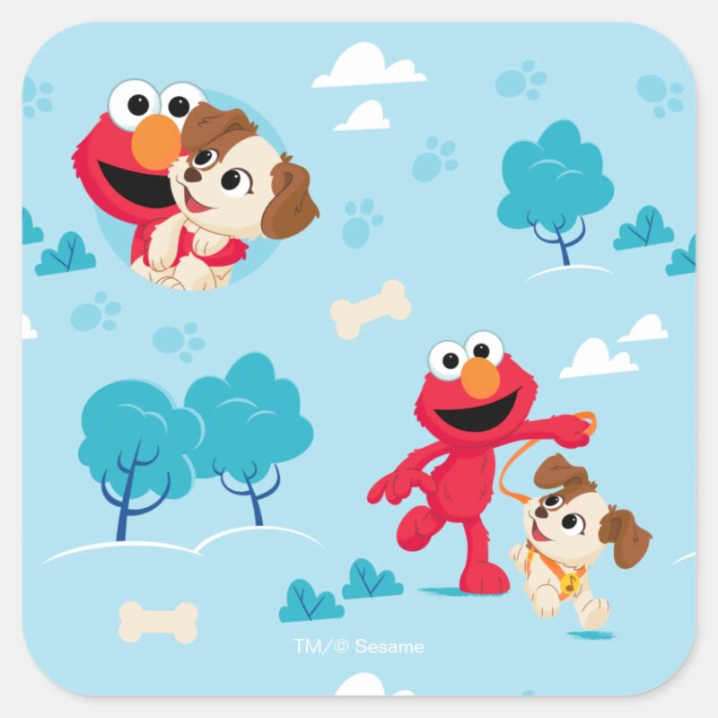 Sesame Street Elmo Tango Pattern Square Sticker Sesame Street Elmo Tango Pattern Square Sticker