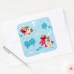 Sesame Street Elmo Tango Pattern Square Sticker