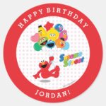 Sesame Street Elmo And Pals Birthday Balloons Classic Round Sticker