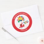 Sesame Street Elmo And Pals Birthday Balloons Classic Round Sticker