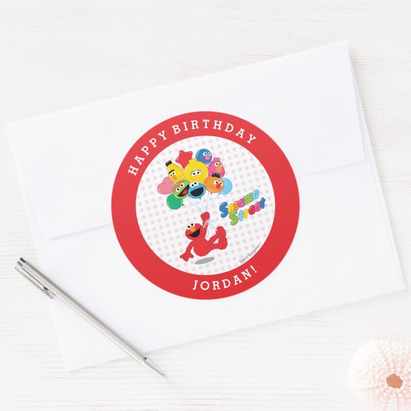 Sesame Street Elmo And Pals Birthday Balloons Classic Round Sticker