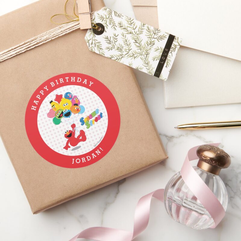 Sesame Street Elmo And Pals Birthday Balloons Classic Round Sticker