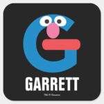 Sesame Street G Is For Grover Square Sticker