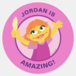 Sesame Street Julia Holding Feather Classic Round Sticker