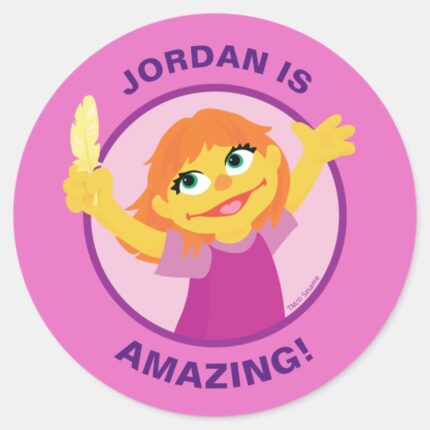 Sesame Street Julia Holding Feather Classic Round Sticker