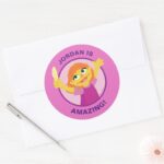 Sesame Street Julia Holding Feather Classic Round Sticker