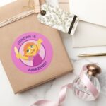 Sesame Street Julia Holding Feather Classic Round Sticker