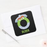Sesame Street O Is For Oscar Square Sticker