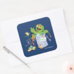 Sesame Street Oscar Christmas Tree Square Sticker