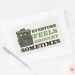 Sesame Street Oscar The Grouch Feels Grouchy Rectangular Sticker