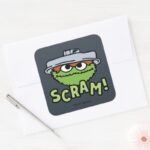 Sesame Street Oscar The Grouch Scram Square Sticker