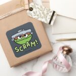 Sesame Street Oscar The Grouch Scram Square Sticker