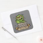 Sesame Street Oscar The Grouch Trashed Square Sticker