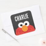 Sesame Street Personalized Elmo Big Face Square Sticker