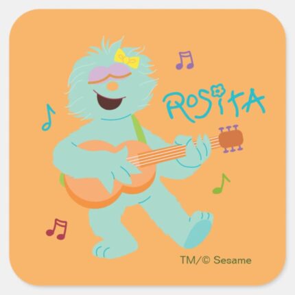 Sesame Street Rosita Playing Guitar Square Sticker