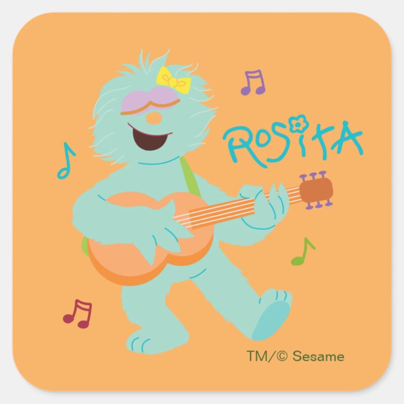 Sesame Street Rosita Playing Guitar Square Sticker Sesame Street Rosita Playing Guitar Square Sticker
