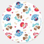 Sesame Street Tango Elmo Grover Pattern Classic Round Sticker