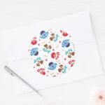 Sesame Street Tango Elmo Grover Pattern Classic Round Sticker