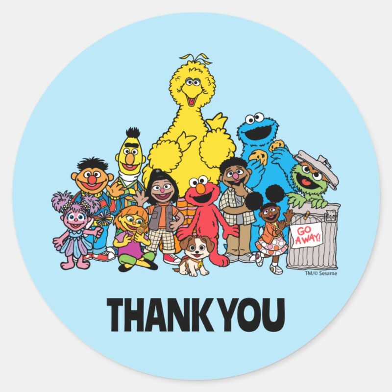 Sesame Street Thank You Party Favor Classic Round Sticker