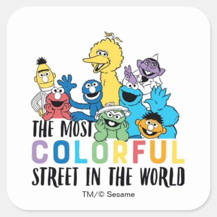 Sesame Street The Most Colorful Street Square Sticker