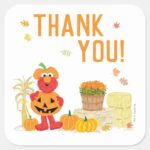 Sesame Streets Elmo Fall Birthday Square Sticker