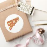 Shazam Logo Red Yellow Classic Round Sticker