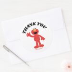 Simple Elmo 1st Birthday Thank You Classic Round Sticker