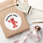 Simple Elmo 1st Birthday Thank You Classic Round Sticker