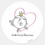Simple Little Miss Princess Pink Heart Classic Round Sticker